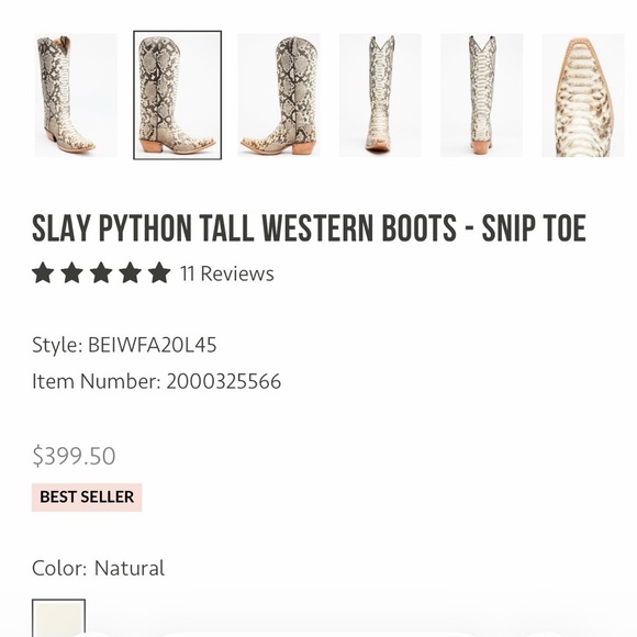 SLAY PYTHON TALL WESTERN BOOTS - SNIP TOE SIZE 7B - Picture 7 of 8